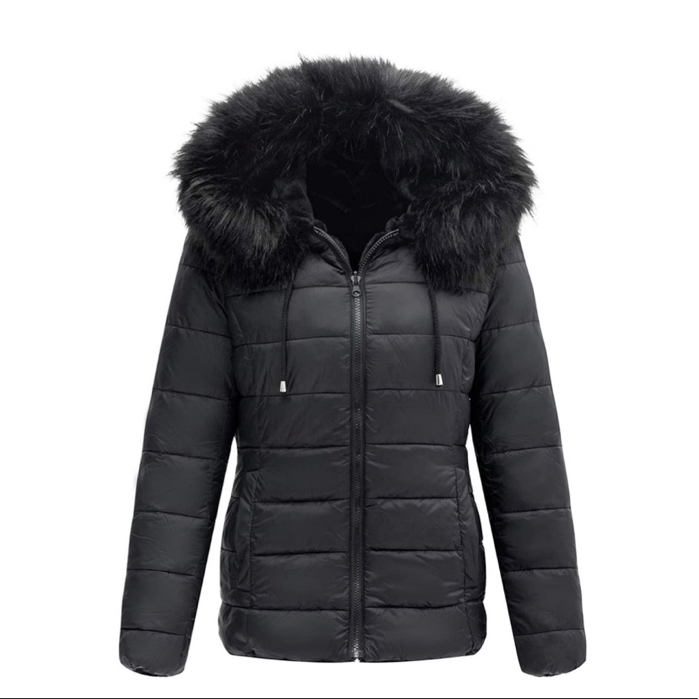 Double Sided Faux Fur Puffer Jacket Hooded-Fur